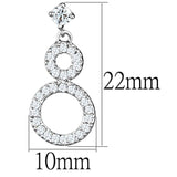 3W639 - Rhodium Brass Earrings with AAA Grade CZ  in Clear - Alamode