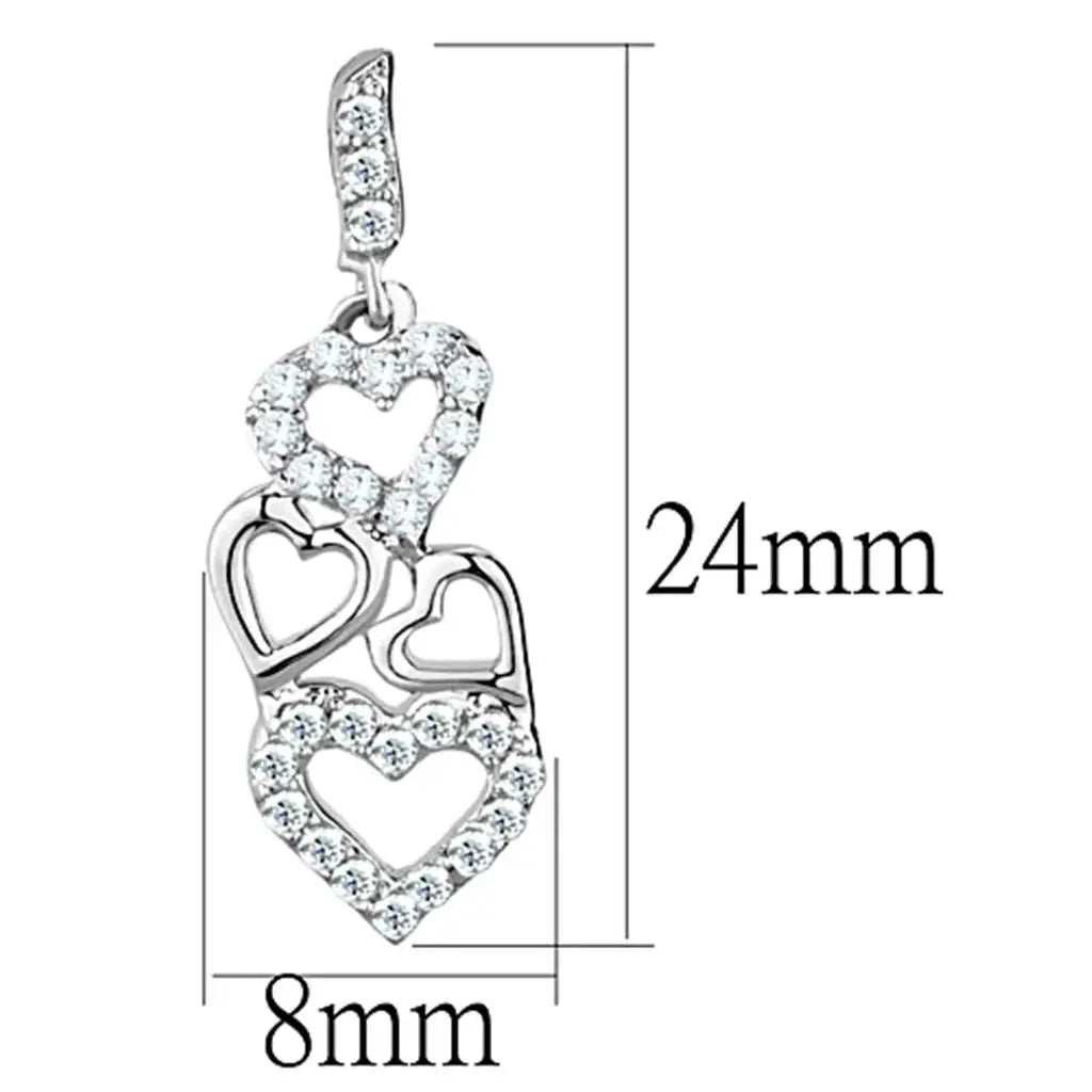 3W640 - Rhodium Brass Earrings with AAA Grade CZ in Clear - Alamode - Flyclothing LLC