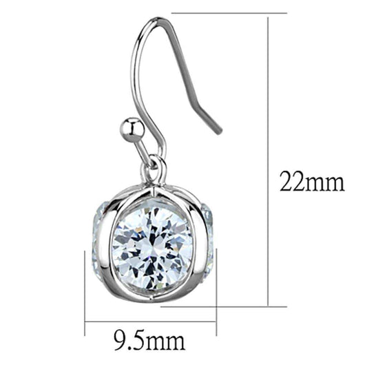 3W644 - Rhodium Brass Earrings with AAA Grade CZ in Clear - Alamode - Flyclothing LLC