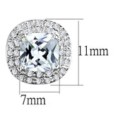 3W651 - Rhodium Brass Earrings with AAA Grade CZ in Clear - Alamode - Flyclothing LLC