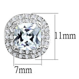 3W651 - Rhodium Brass Earrings with AAA Grade CZ  in Clear - Alamode