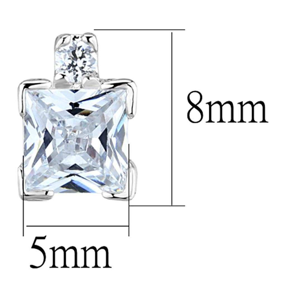 3W652 - Rhodium Brass Earrings with AAA Grade CZ in Clear - Alamode - Flyclothing LLC