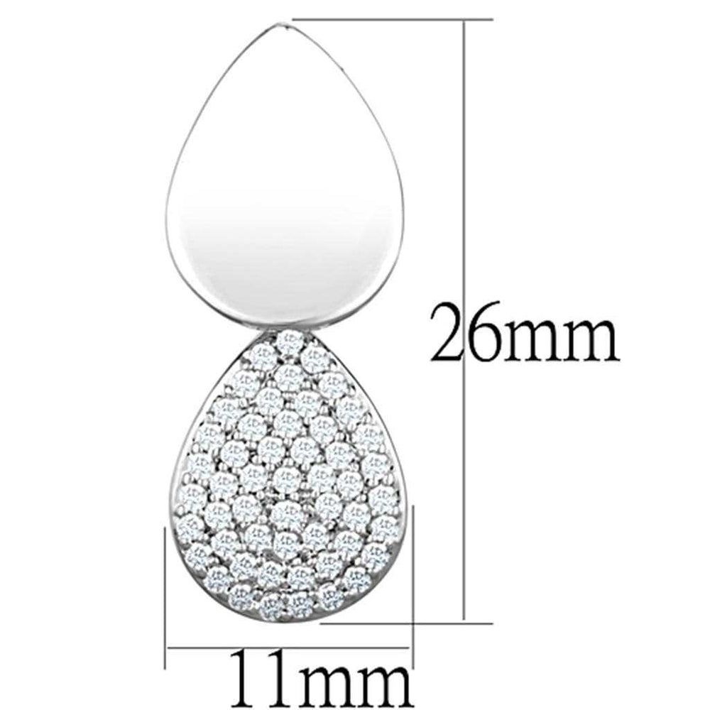 3W659 - Rhodium Brass Earrings with AAA Grade CZ in Clear - Alamode - Flyclothing LLC