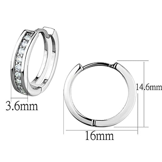 3W660 - Rhodium Brass Earrings with AAA Grade CZ in Clear - Alamode - Flyclothing LLC