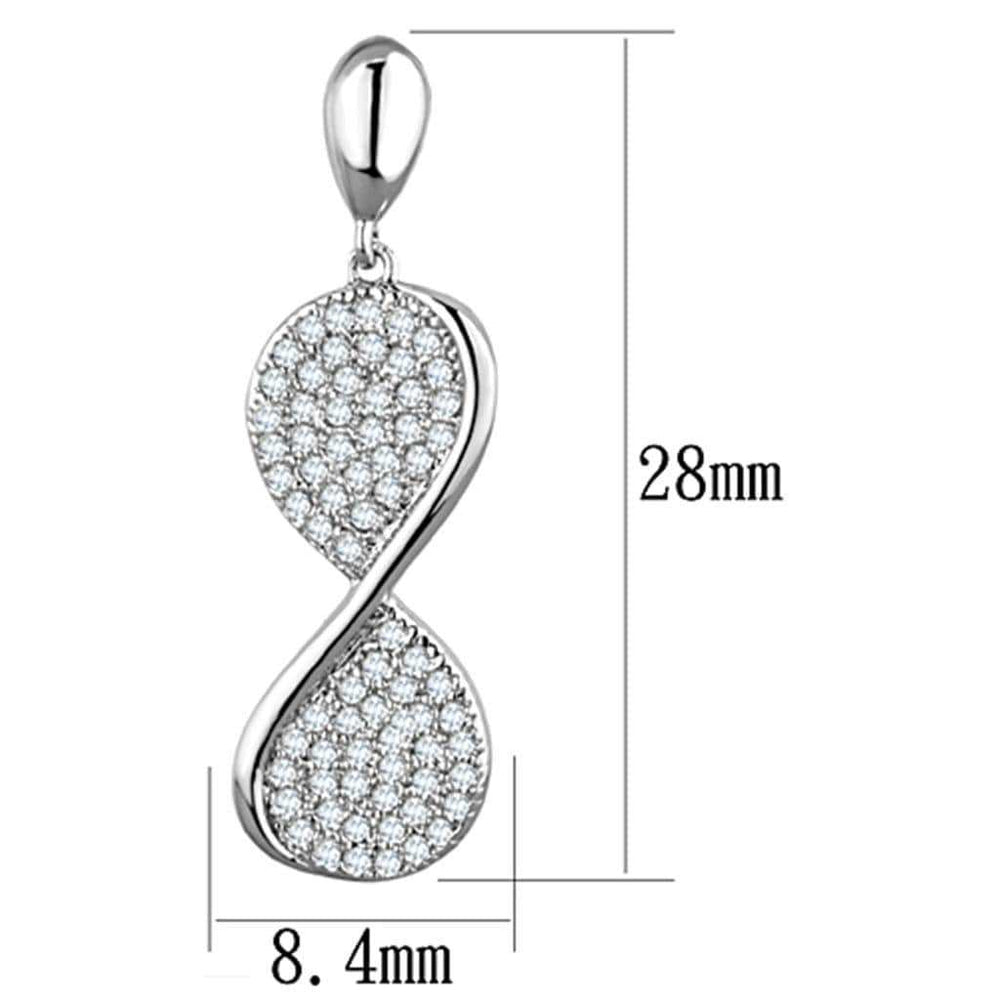 3W663 - Rhodium Brass Earrings with AAA Grade CZ in Clear - Alamode - Flyclothing LLC