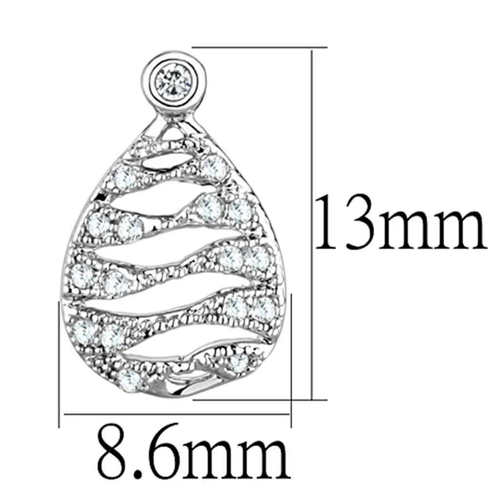 3W664 - Rhodium Brass Earrings with AAA Grade CZ in Clear - Alamode - Flyclothing LLC