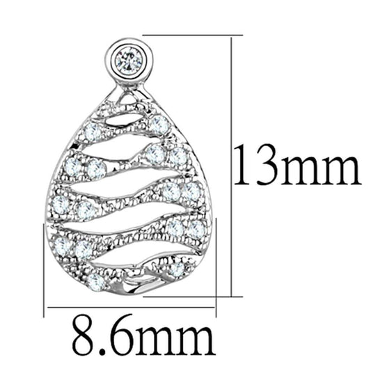 3W664 - Rhodium Brass Earrings with AAA Grade CZ in Clear - Alamode - Flyclothing LLC