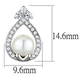 3W665 - Rhodium Brass Earrings with Synthetic Pearl in White
