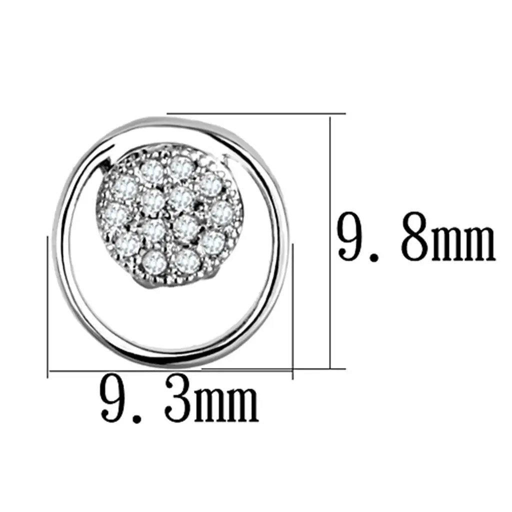 3W669 - Rhodium Brass Earrings with AAA Grade CZ in Clear - Alamode - Flyclothing LLC