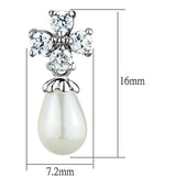 3W672 - Rhodium Brass Earrings with Synthetic Pearl in White - Alamode