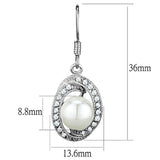 3W673 - Rhodium Brass Earrings with Synthetic Pearl in White - Alamode