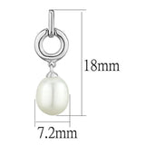 3W684 - Rhodium Brass Earrings with Synthetic Pearl in White - Alamode - Flyclothing LLC