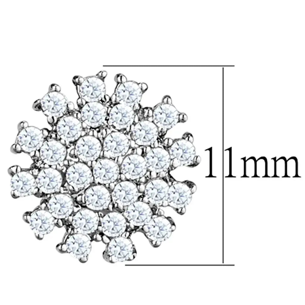 3W694 - Rhodium Brass Earrings with AAA Grade CZ in Clear - Alamode - Flyclothing LLC