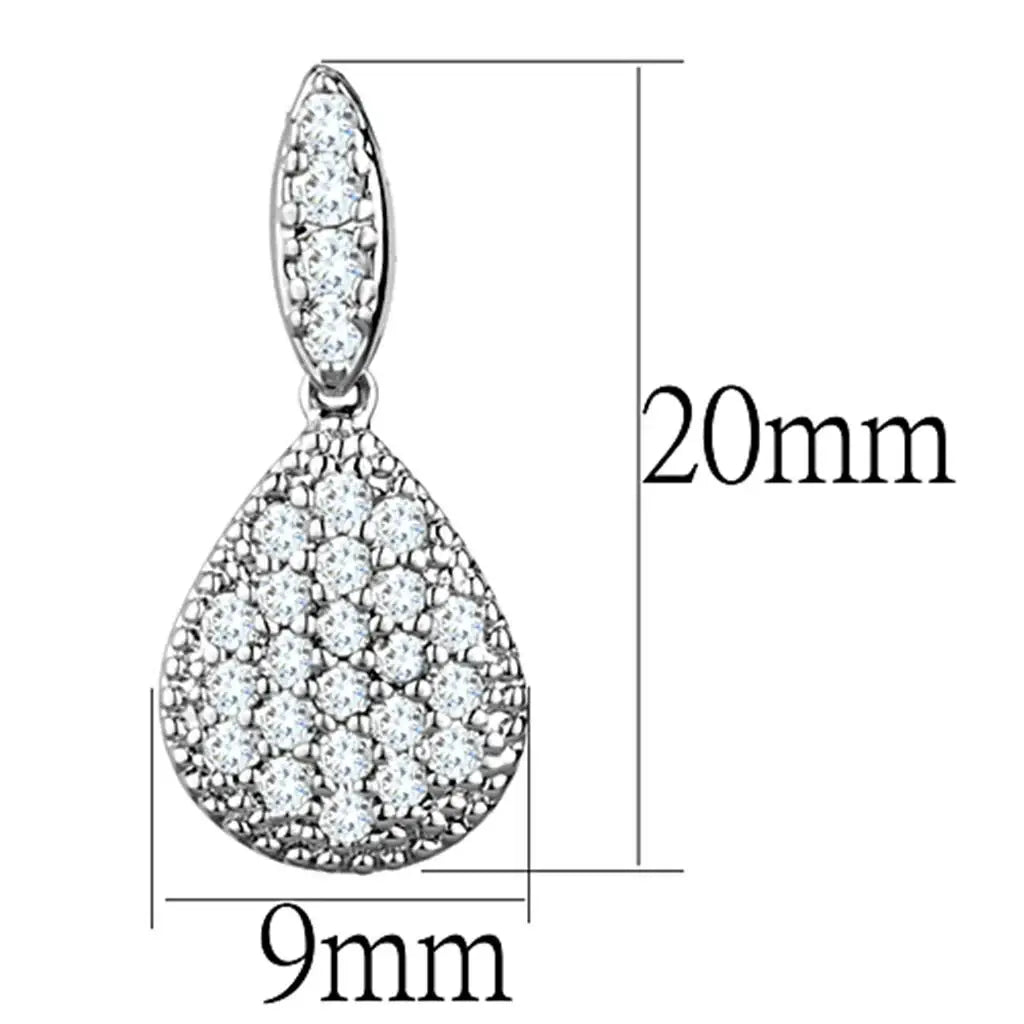 3W696 - Rhodium Brass Earrings with AAA Grade CZ in Clear - Alamode - Flyclothing LLC