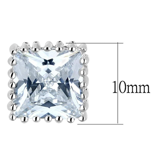 3W700 - Rhodium Brass Earrings with AAA Grade CZ in Clear - Alamode - Flyclothing LLC