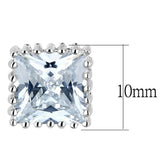 3W700 - Rhodium Brass Earrings with AAA Grade CZ  in Clear