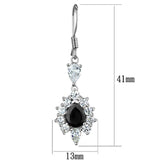 3W705 - Rhodium Brass Earrings with AAA Grade CZ  in Black Diamond - Alamode