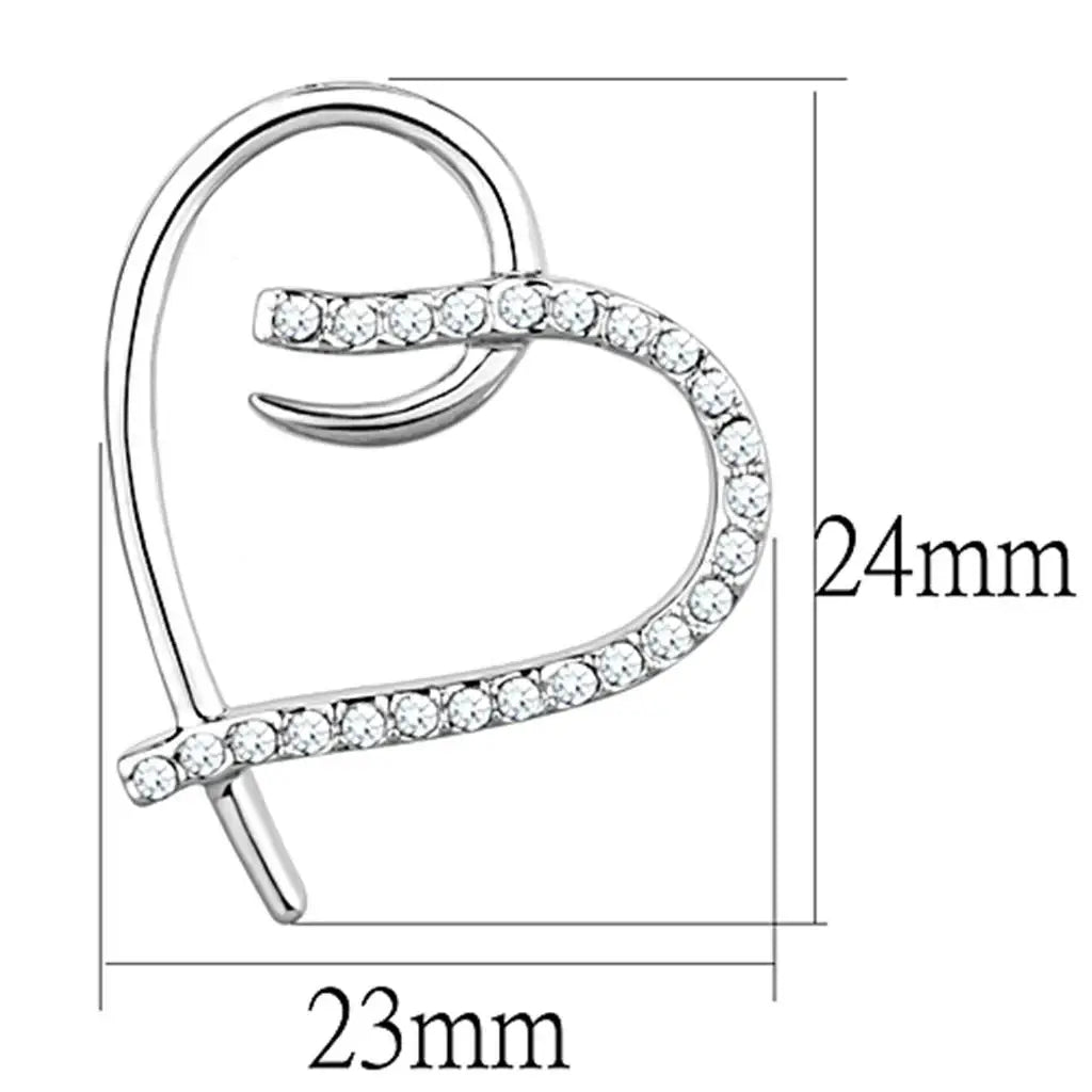 3W708 - Rhodium Brass Earrings with AAA Grade CZ in Clear - Alamode - Flyclothing LLC