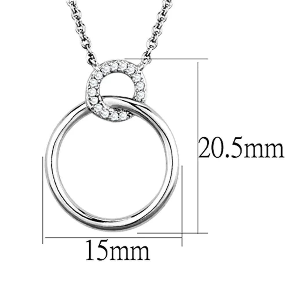 3W717 - Rhodium Brass Necklace with AAA Grade CZ in Clear - Alamode - Flyclothing LLC