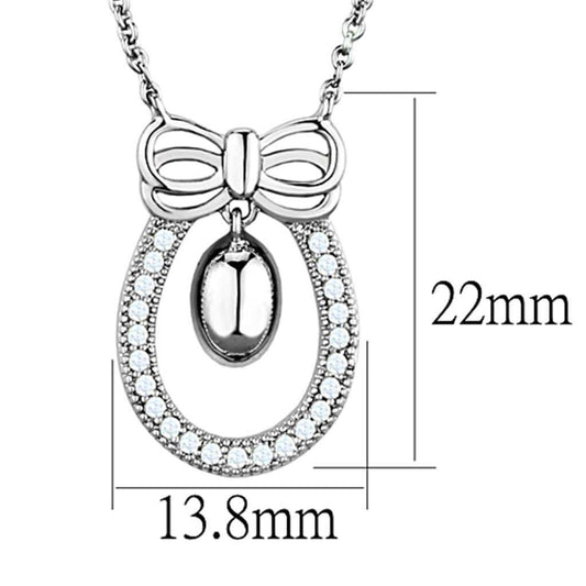 3W718 - Rhodium Brass Necklace with AAA Grade CZ in Clear - Alamode - Flyclothing LLC