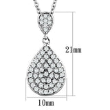 3W720 - Rhodium Brass Necklace with AAA Grade CZ in Clear - Alamode - Flyclothing LLC