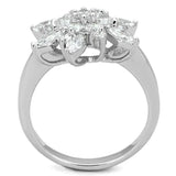 3W725 - Rhodium Brass Ring with AAA Grade CZ in Clear - Alamode - Flyclothing LLC
