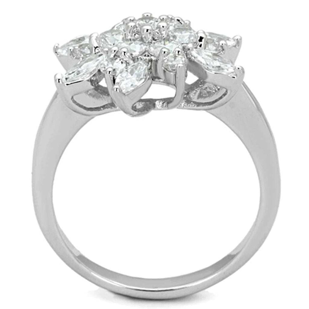 3W725 - Rhodium Brass Ring with AAA Grade CZ in Clear - Alamode - Flyclothing LLC