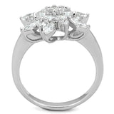3W725 - Rhodium Brass Ring with AAA Grade CZ  in Clear - Alamode