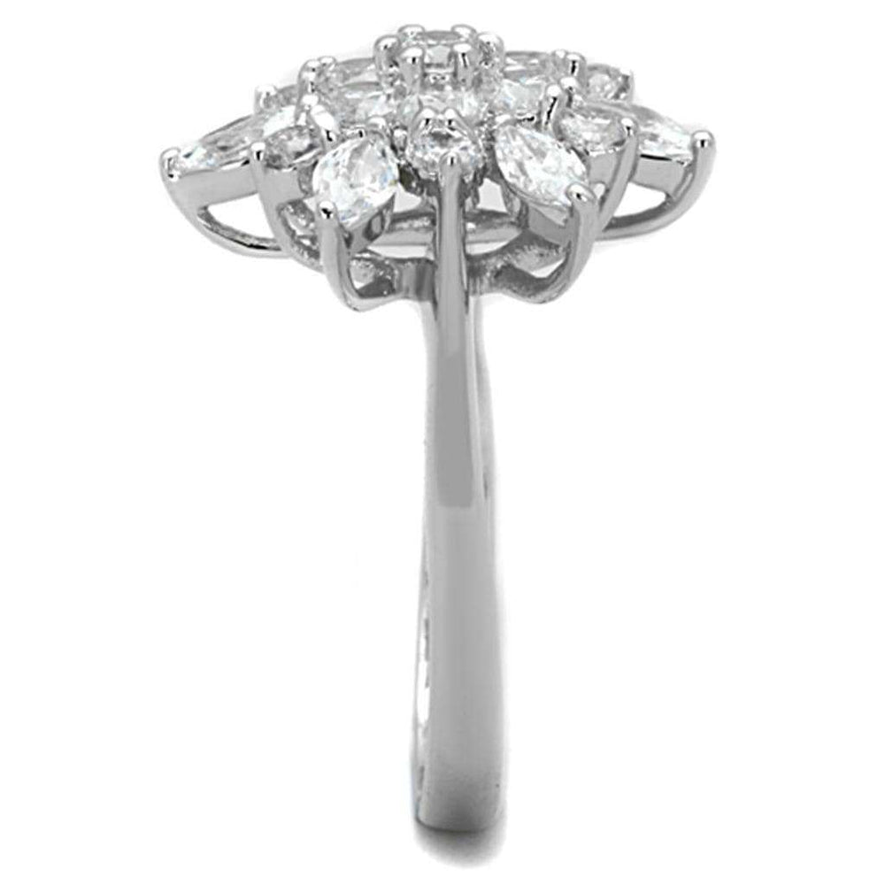 3W725 - Rhodium Brass Ring with AAA Grade CZ in Clear - Alamode - Flyclothing LLC