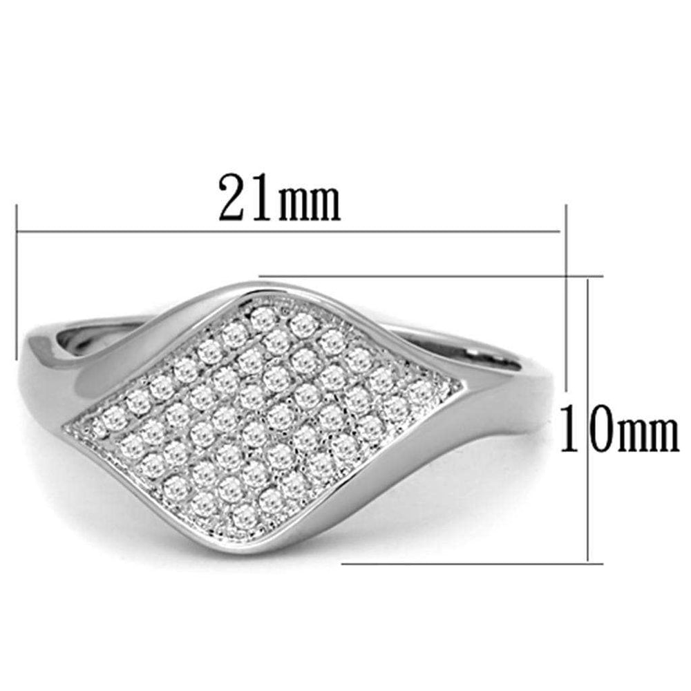 3W726 - Rhodium Brass Ring with AAA Grade CZ in Clear - Alamode - Flyclothing LLC