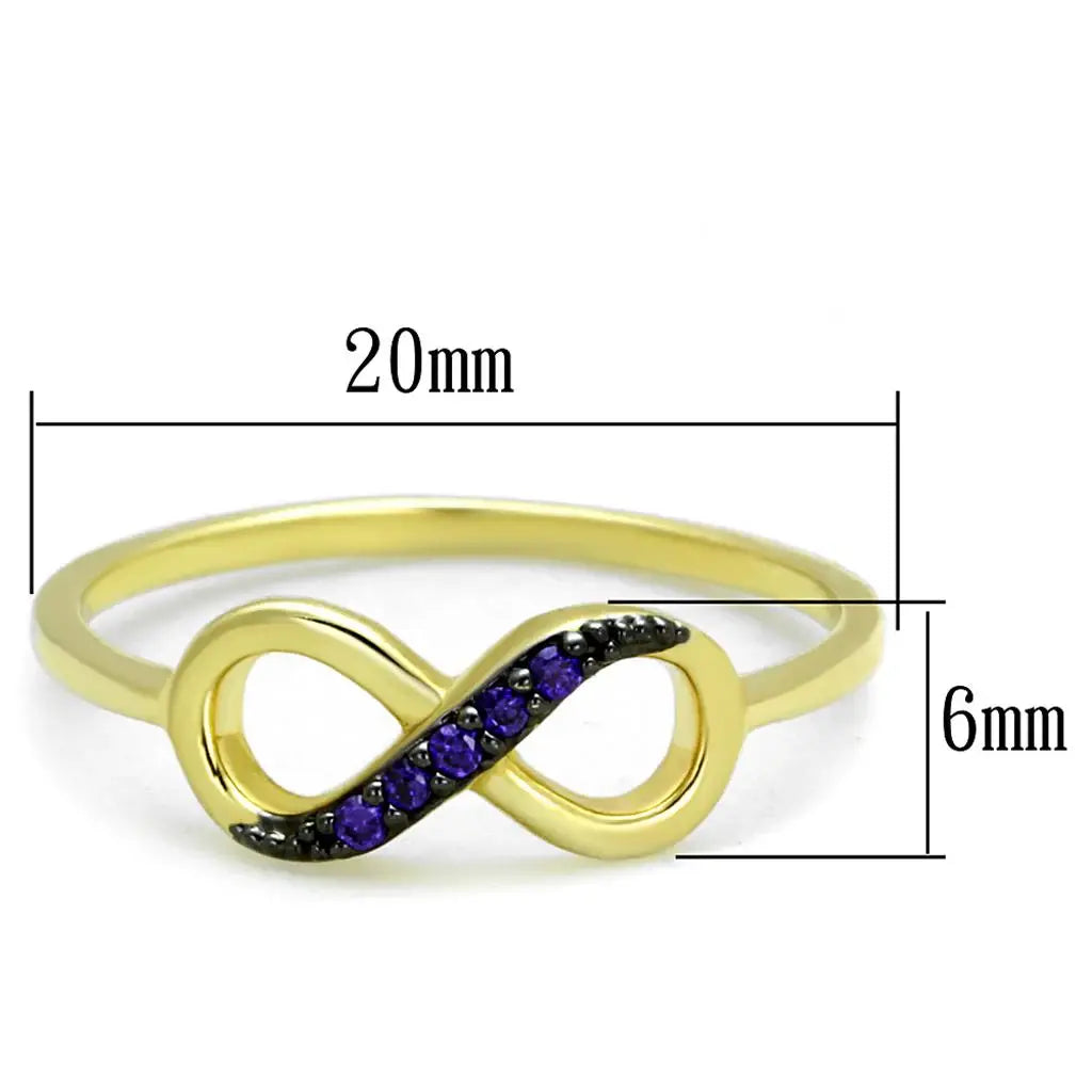 3W727 - Gold+Ruthenium Brass Ring with AAA Grade CZ in Tanzanite - Alamode - Flyclothing LLC