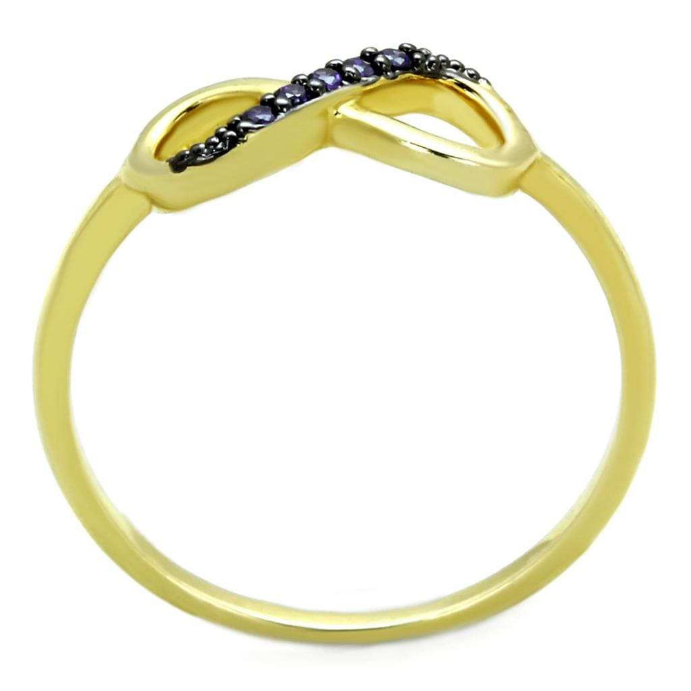 3W727 - Gold+Ruthenium Brass Ring with AAA Grade CZ in Tanzanite - Alamode - Flyclothing LLC