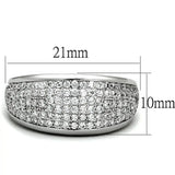 3W730 - Rhodium Brass Ring with AAA Grade CZ in Clear - Alamode - Flyclothing LLC