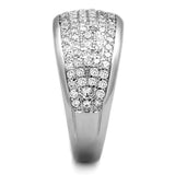 3W730 - Rhodium Brass Ring with AAA Grade CZ in Clear - Alamode - Flyclothing LLC
