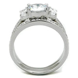 3W731 - Rhodium Brass Ring with AAA Grade CZ in Clear - Alamode - Flyclothing LLC