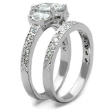 3W731 - Rhodium Brass Ring with AAA Grade CZ in Clear - Alamode - Flyclothing LLC