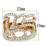 3W733 - Rose Gold Brass Ring with Top Grade Crystal in Clear - Alamode - Flyclothing LLC