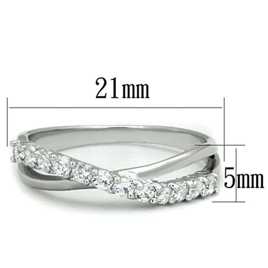 3W742 - Rhodium Brass Ring with AAA Grade CZ in Clear - Alamode - Flyclothing LLC