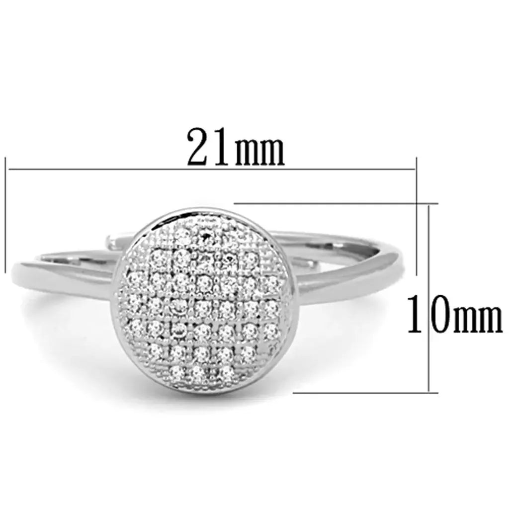 3W749 - Rhodium Brass Ring with AAA Grade CZ in Clear - Alamode - Flyclothing LLC