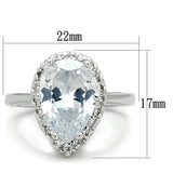 3W750 - Rhodium Brass Ring with AAA Grade CZ  in Clear - Alamode