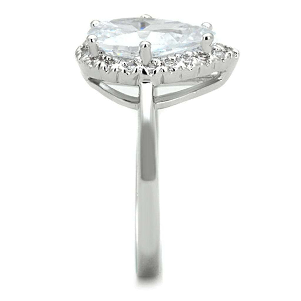 3W750 - Rhodium Brass Ring with AAA Grade CZ in Clear - Alamode - Flyclothing LLC