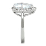 3W750 - Rhodium Brass Ring with AAA Grade CZ  in Clear - Alamode
