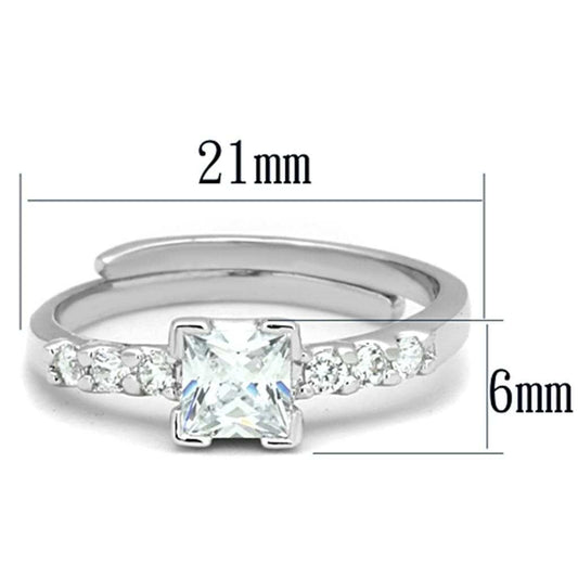 3W751 - Rhodium Brass Ring with AAA Grade CZ in Clear - Alamode - Flyclothing LLC