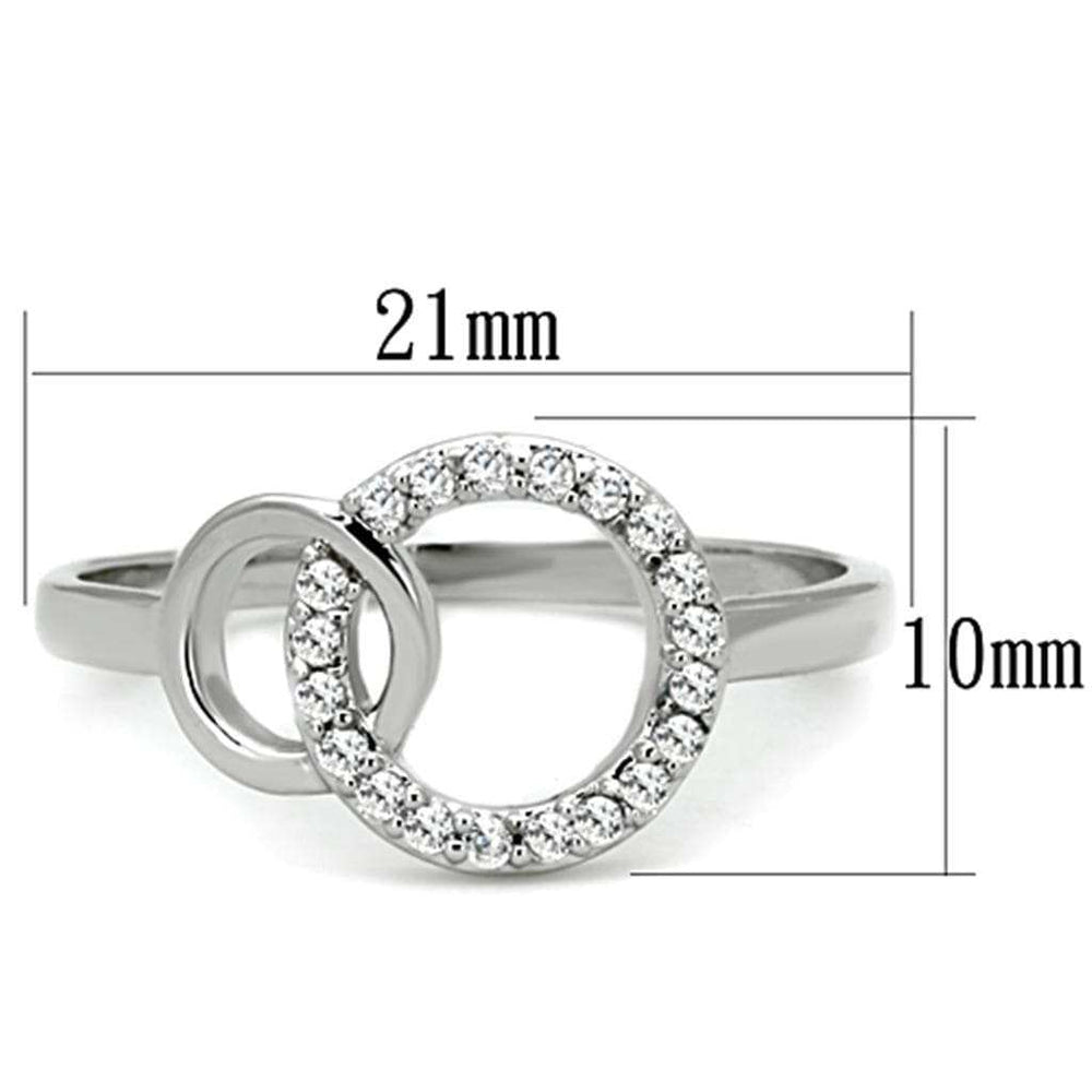 3W756 - Rhodium Brass Ring with AAA Grade CZ in Clear - Alamode - Flyclothing LLC