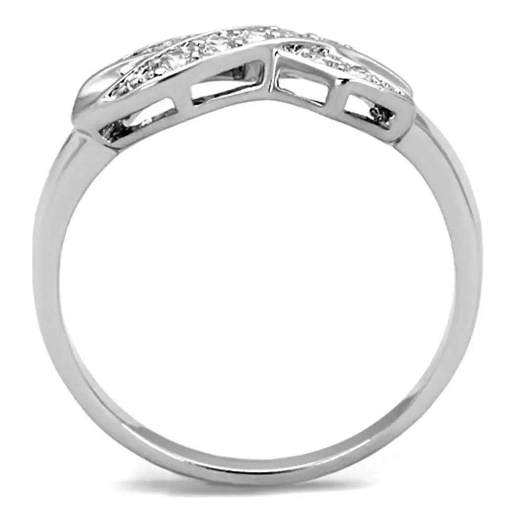 3W757 - Rhodium Brass Ring with AAA Grade CZ in Clear - Alamode - Flyclothing LLC