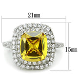 3W760 - Rhodium Brass Ring with AAA Grade CZ  in Topaz - Alamode