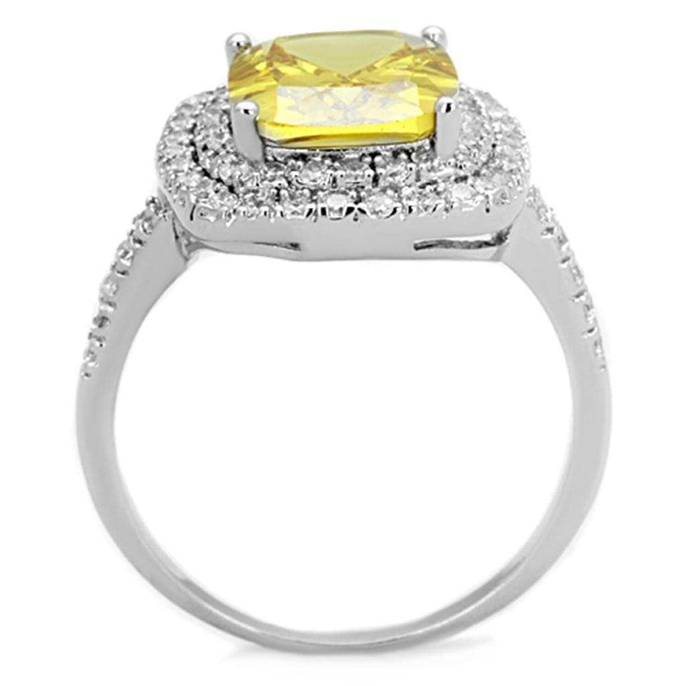 3W760 - Rhodium Brass Ring with AAA Grade CZ in Topaz - Alamode - Flyclothing LLC