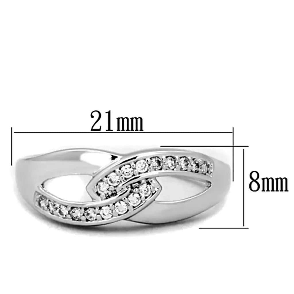 3W763 - Rhodium Brass Ring with AAA Grade CZ in Clear - Alamode - Flyclothing LLC