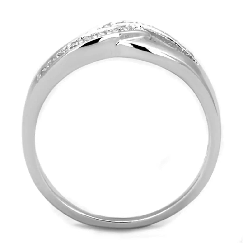 3W763 - Rhodium Brass Ring with AAA Grade CZ in Clear - Alamode - Flyclothing LLC