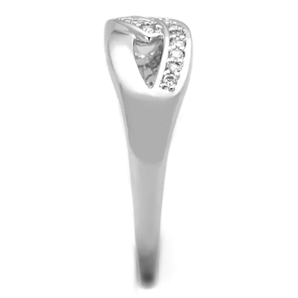 3W763 - Rhodium Brass Ring with AAA Grade CZ in Clear - Alamode - Flyclothing LLC